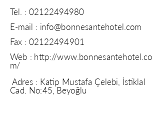 Bonne Sante Hotel iletiim bilgileri